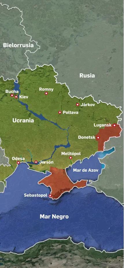 Territorios controlados por Rusia antes del inicio de la guerra.