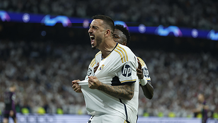 Joselu celebra su gol frente al Bayern