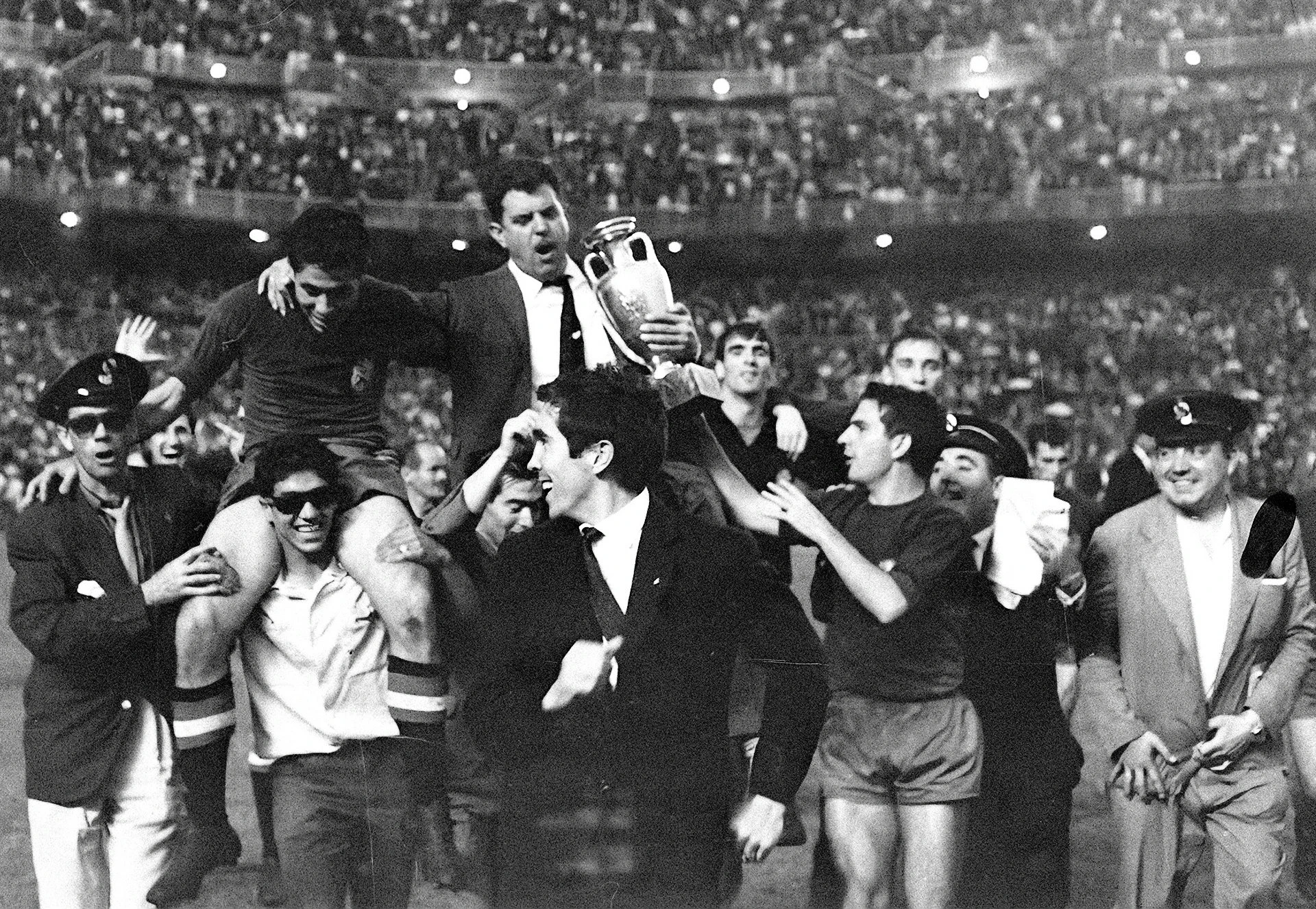 Celebración de España por la victoria en la final de 1964