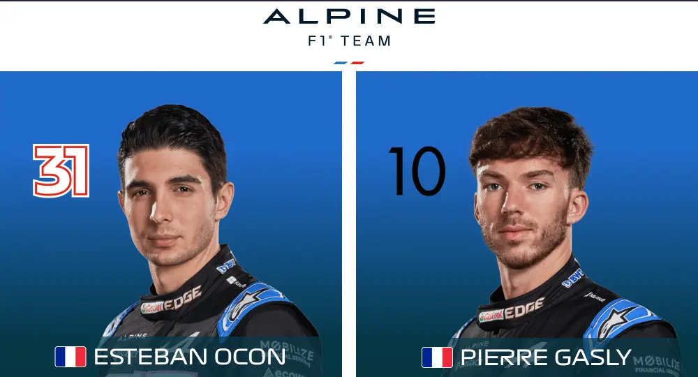 Equipo Alpine: Esteban Ocon y Pierre Gasly