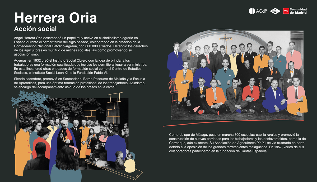 Panel dedicado a la labor social llevada a cabo por Ángel Herrera Oria