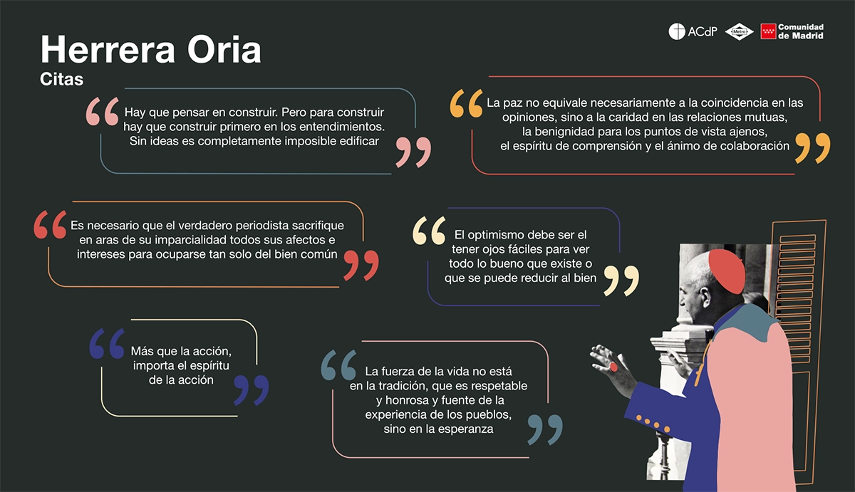Panel con citas de Ángel Herrera Oria