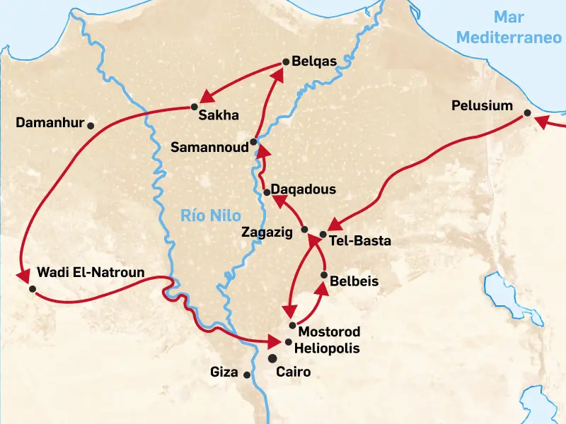 Ruta seguida por la Sagrada Familia durante la huida a Egipto, según la tradición de la Iglesia Copta