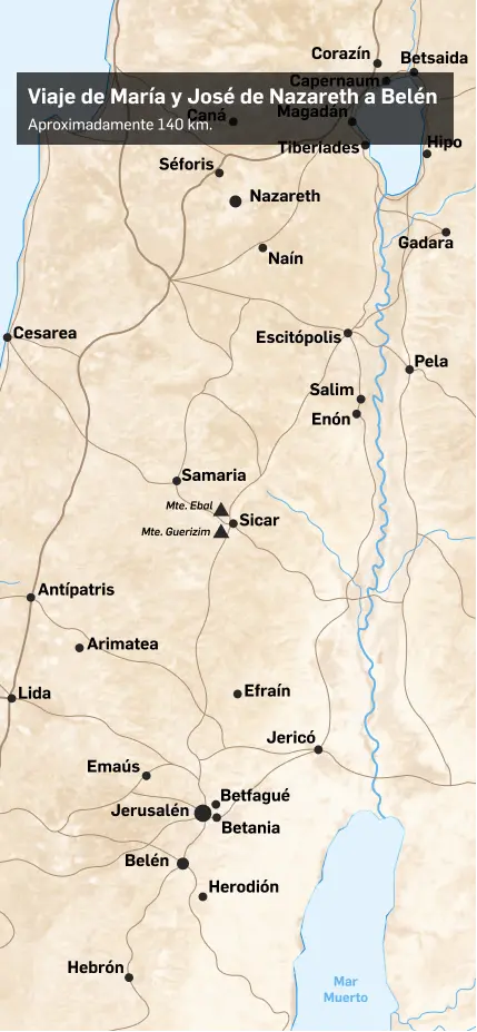 Mapa de la Judea y Samaria de la época del nacimiento de Jesús