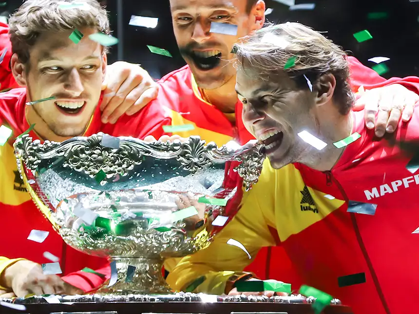 Rafa Nadal celebrando la victoria en la Final de la Copa Davis 2019