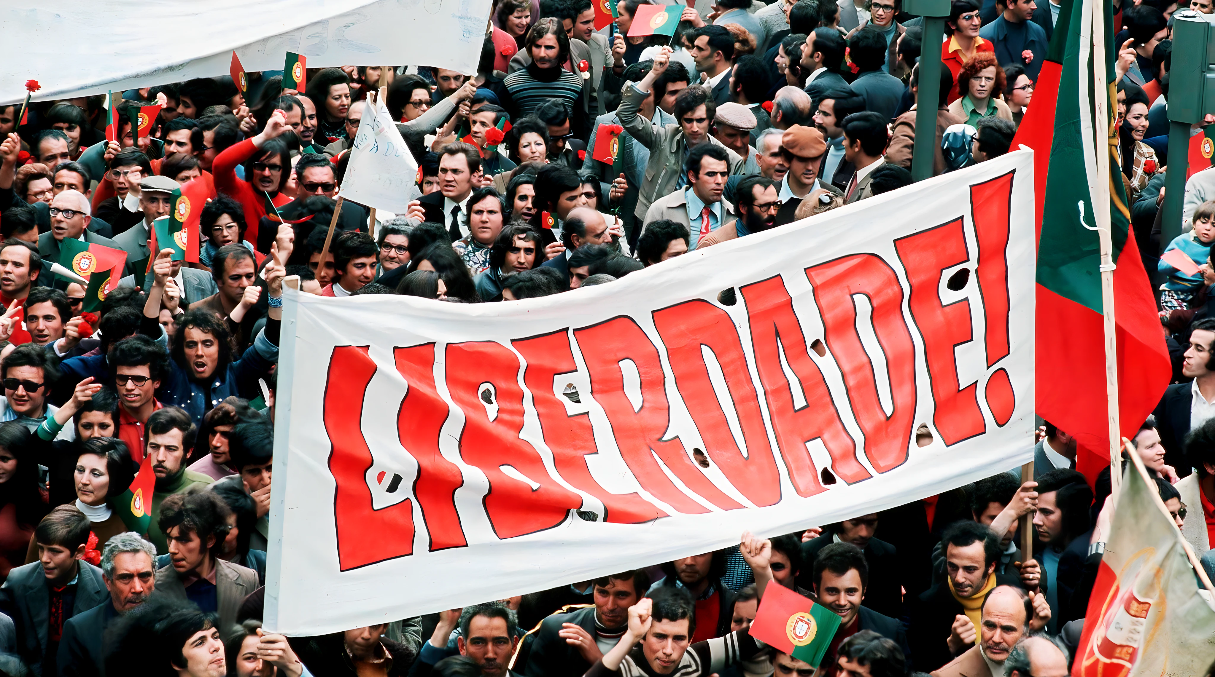 Manifestación en Lisboa, fue la primera vez en 48 años que se permitió una celebración de este tipo en Portugal